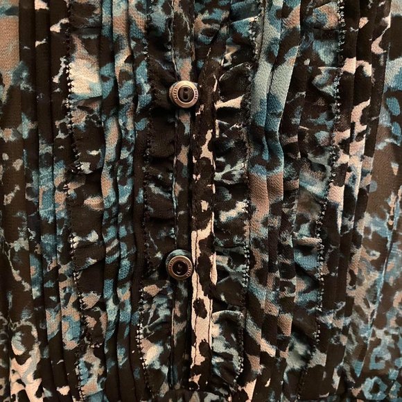 Vintage Y2K Teal And Black Ruffle Blouse. Guess. Size M. - Picture 3 of 4